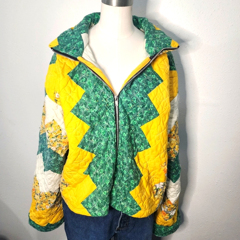 Quilted Green and Yellow Women's Jacket